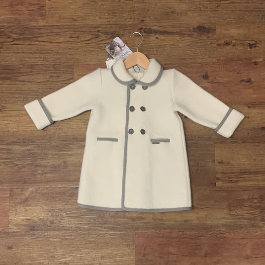 Marae cream coat with grey trim