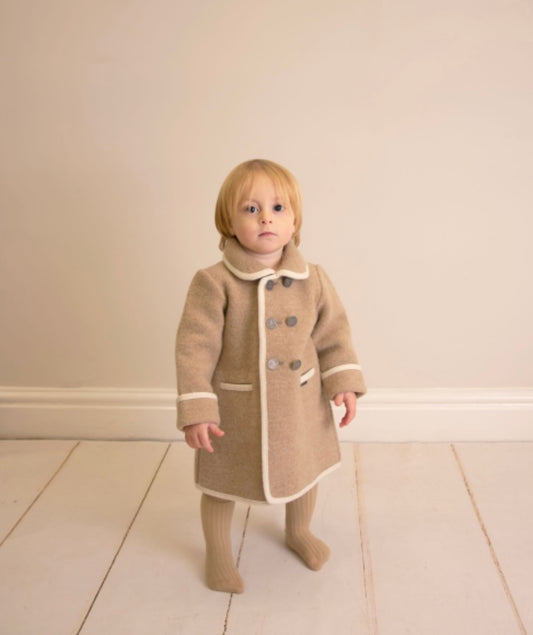 Marae Camel coat with Cream trim