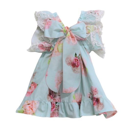 Phi flowers dress with tulle sleeve